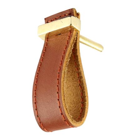 Brown Faux Leather Pull Knob